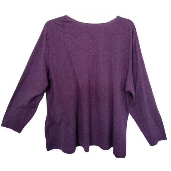Just My Size Purple Plus Size 5X Top Scoop Neck 3/4 Sleeve Paisley Pattern - Picture 5 of 7